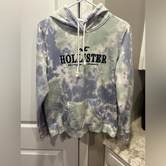 Hollister Tie Dye Hoodie Sweatshirt Blue Green Women’s Large - Picture 1 of 10
